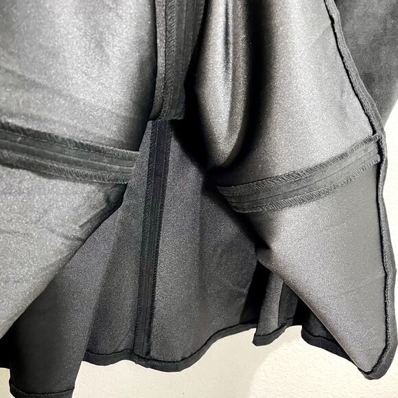 Vintage 90s Women's Larry Levine Black Paneled Midi Faux Suede Skirt - Sz 12 - Picture 8 of 10